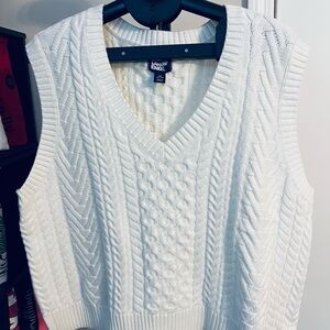 Lands' End Cream Cable Knit Sweater Vest